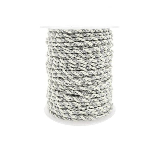 Metallic Twisted Cord Rope Trim, 3mm, 25-Yard, Ivory