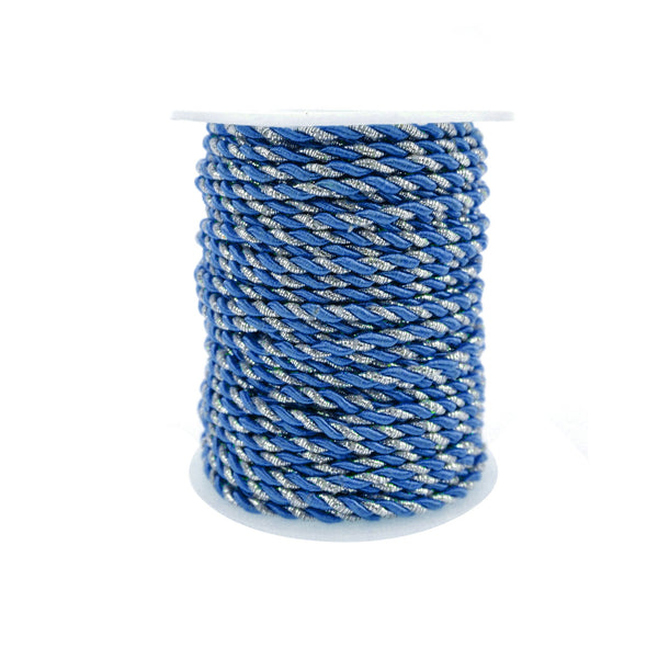 Metallic Twisted Cord Rope Trim, 3mm, 25-Yard, Royal Blue