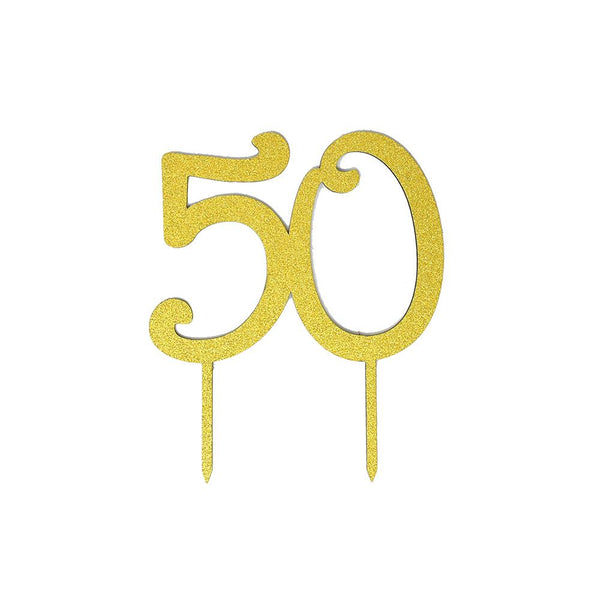 Glittered "50" Cake Topper, 6-Inch