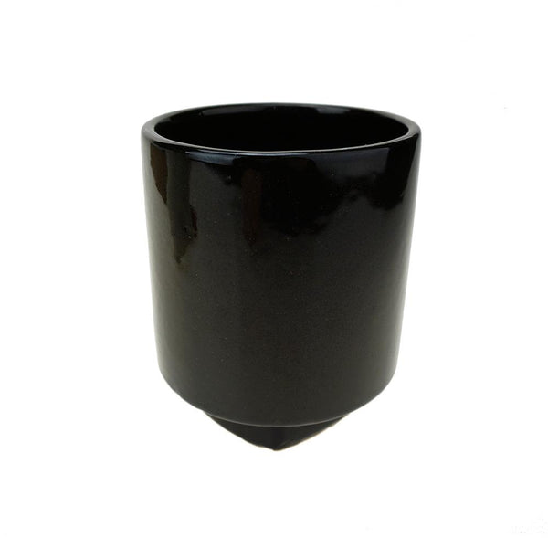 Cylinder Ceramic Pot with Base, 5-Inch, Black