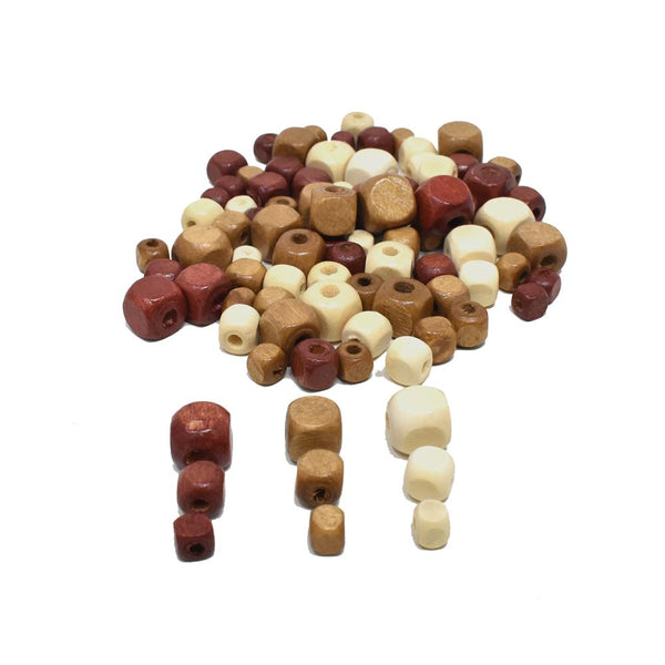 Assorted Medley of Natural Round Craft Wood Beads, 40-Gram