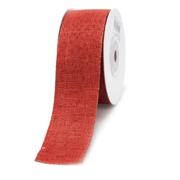 Cotton Woven Wired Edge Ribbon, 1-1/2-Inch, 10 Yards, Red