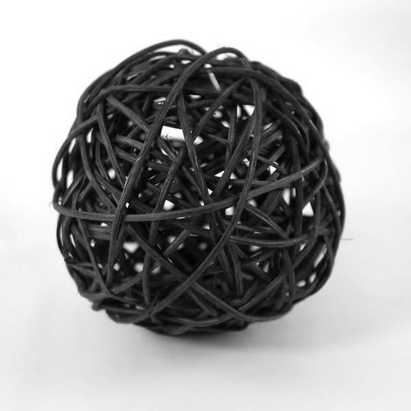 Rattan Twig Wicker Balls Vase Filler, 3-1/2-inch, 4-Piece, Black