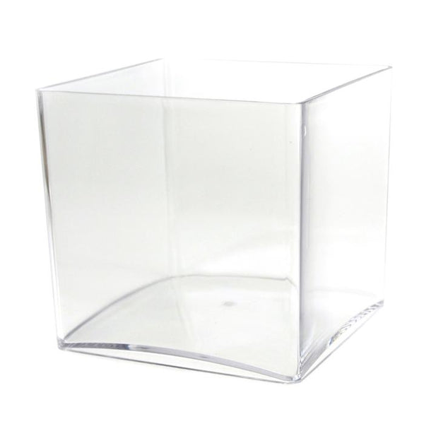 Clear Acrylic Cube Vase Display, 6-Inch x 6-Inch