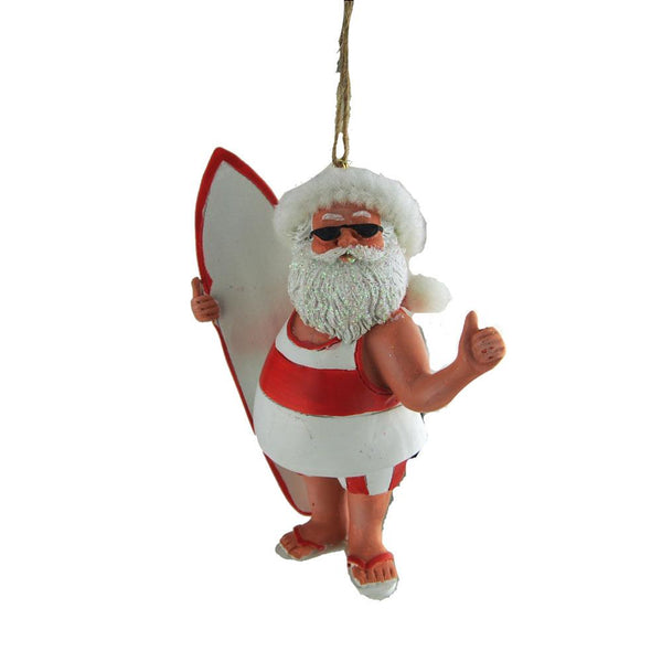 Santa At the Beach Ornament With Hanging Twine, 3-1/2-Inch