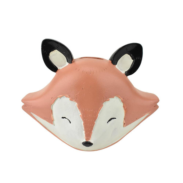 Resin Fox Head Coin Bank, Orange, 6-3/4-Inch