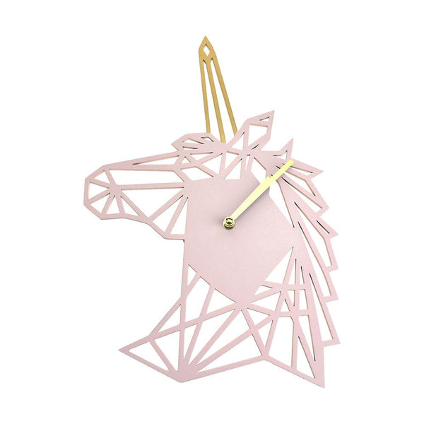 Geometric Unicorn Wall Clock, Pink, 16-1/2-Inch