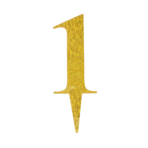 Number 1 Acrylic Cake Topper, Gold, 6-1/2-Inch