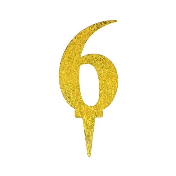 Number 6 Acrylic Cake Topper, Gold, 6-1/2-Inch