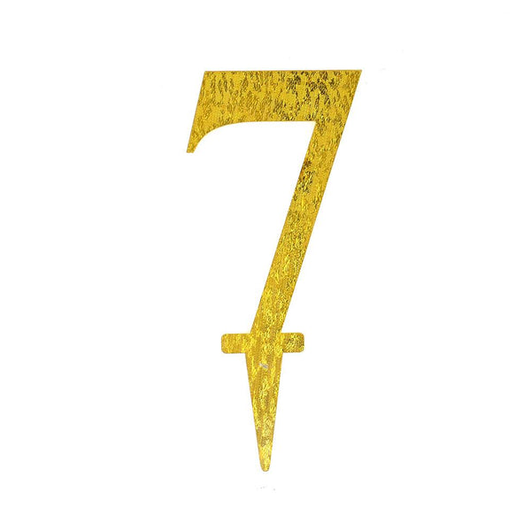 Number 7 Acrylic Cake Topper, Gold, 6-1/2-Inch