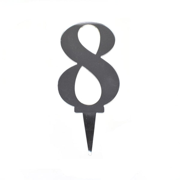 Number 8 Mirrored Acrylic Cake Topper, 6-1/2-Inch