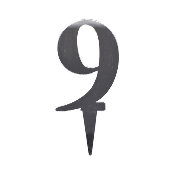 Number 9 Mirrored Acrylic Cake Topper, 6-1/2-Inch