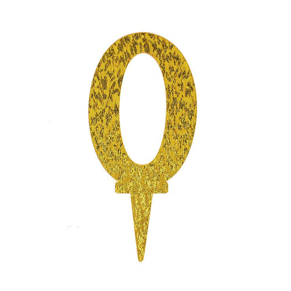 Number 0 Acrylic Cake Topper, Gold, 6-1/2-Inch