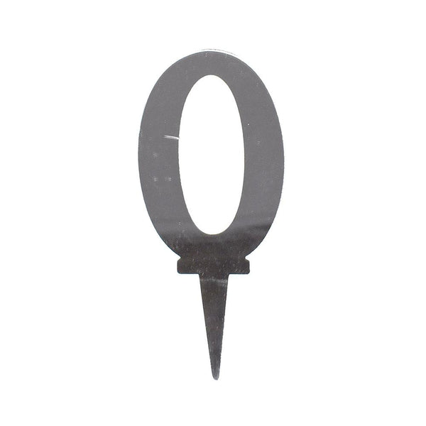 Number 0 Mirrored Acrylic Cake Topper, 6-1/2-Inch