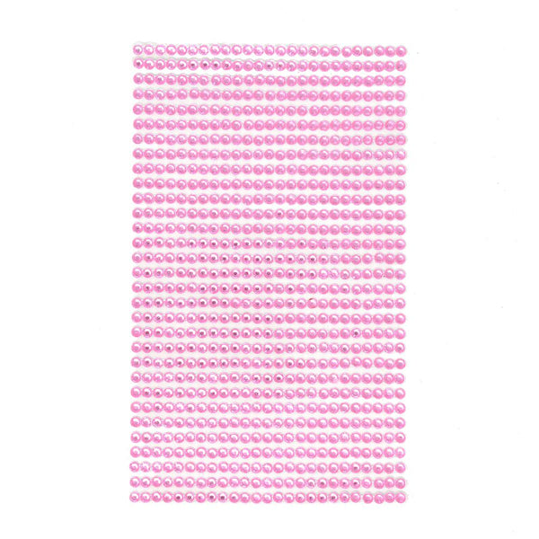 Round Adhesive Diamond Gem Stickers, 3mm, Pink