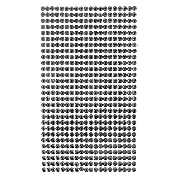 Round Adhesive Diamond Gem Stickers, Dark Grey, 4mm