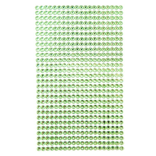 Round Adhesive Diamond Gem Stickers, Apple Green, 4mm