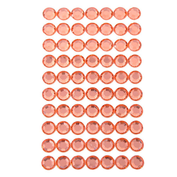 Round Adhesive Diamond Gem Stickers, Orange, 12mm