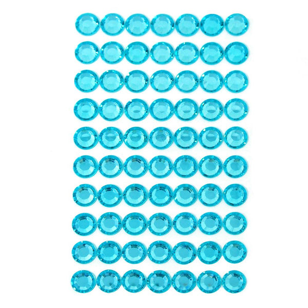 Round Adhesive Diamond Gem Stickers, Turquoise, 12mm