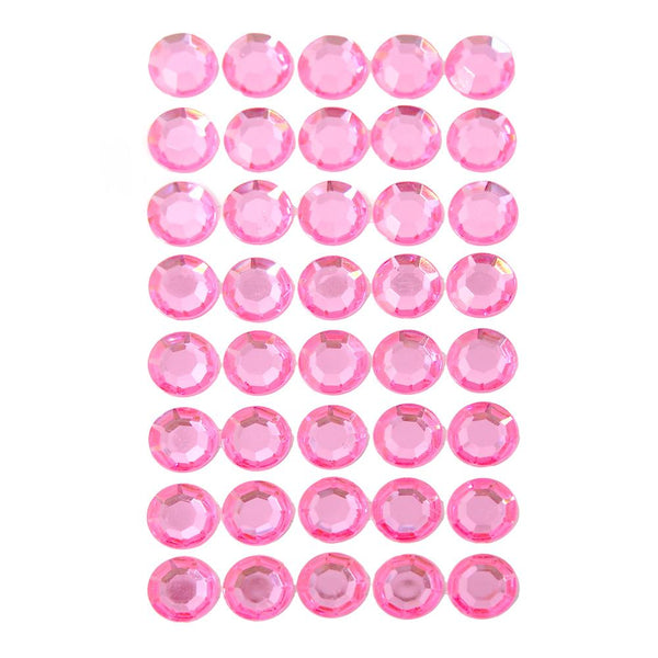 Round Adhesive Diamond Gem Stickers, Hot Pink, 16mm