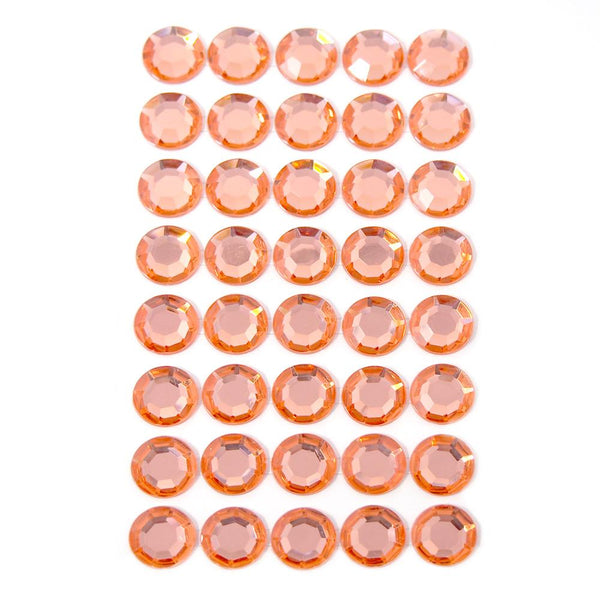 Round Adhesive Diamond Gem Stickers, Orange, 16mm