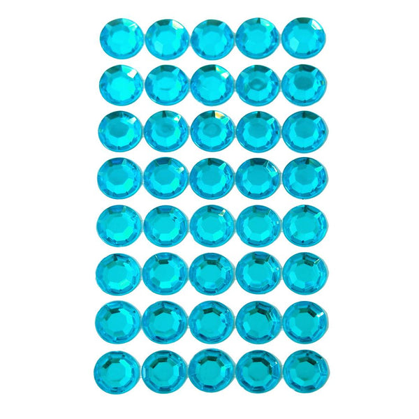 Round Adhesive Diamond Gem Stickers, Turquoise, 16mm