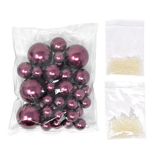 Vase Filler Pearls with Aqua Jelly Beads, Burgundy, 5/16-Pound