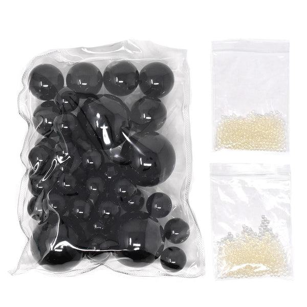 Vase Filler Pearls with Aqua Jelly Beads, Black, 5/16-Pound