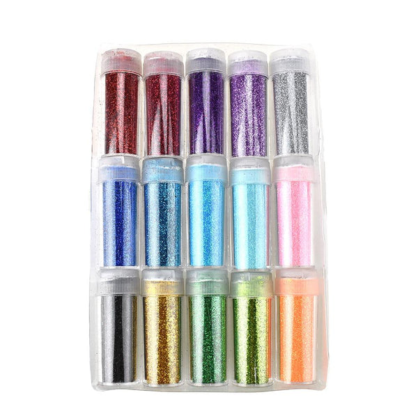 Sparkling Craft Glitter, Assorted Colors, 2-1/2-Inch, 15-Piece