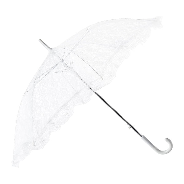 White Lace Parasol Umbrella, 34-Inch Diameter, 27-Inch Length