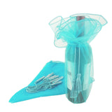 Organza Wine Bottle Wrap with Cord Tassel, 6-Count, 28-Inch, Aqua