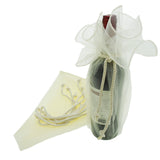 Organza Wine Bottle Wrap with Cord Tassel, 6-Count, 28-Inch, Ivory