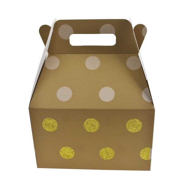 Glitter Polka Dot Cardboard Favor Box, 8-Inch, 3-Count, Gold