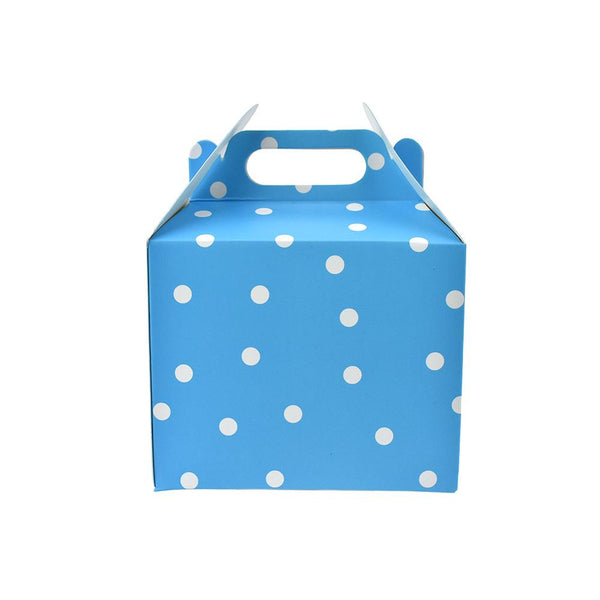 Polka Dot Cardboard Favor Box, 5-1/4-inch, 4-Count, Blue