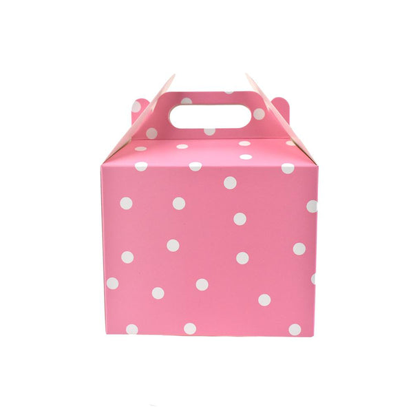 Polka Dot Cardboard Favor Box, 5-1/4-inch, 4-Count, Pink