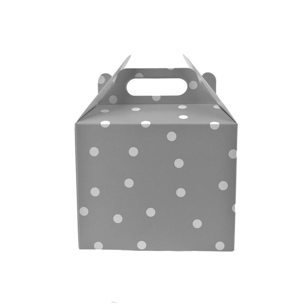 Polka Dot Cardboard Favor Box, 5-1/4-inch, 4-Count, Silver