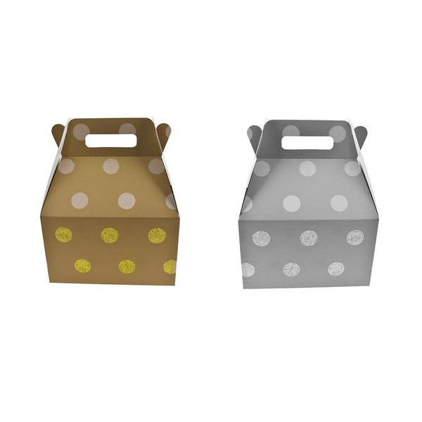 Glitter Polka Dot Cardboard Favor Box, 5-1/4-inch, 4-Count