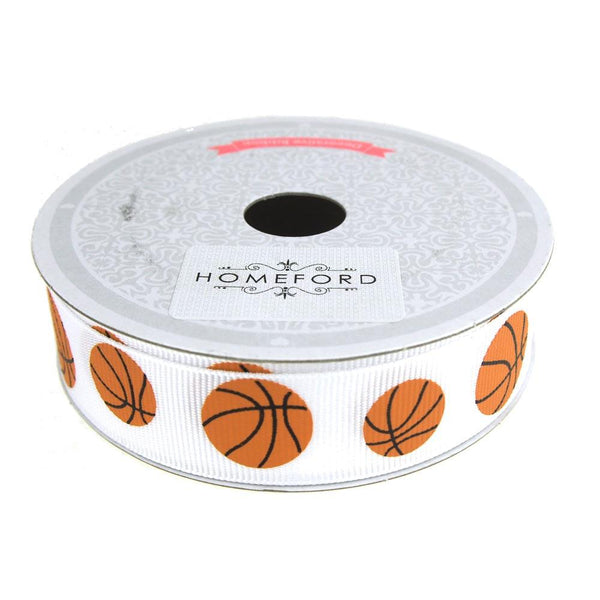 Basketball Grosgrain Sports Ribbon, 7/8-Inch, 10 Yards