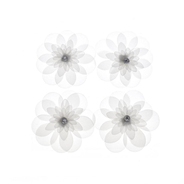 3D Layered Vellum Daisy with Gem Self-Adhesive Floral Embellishments, 2-3/4-Inch, 4-Count