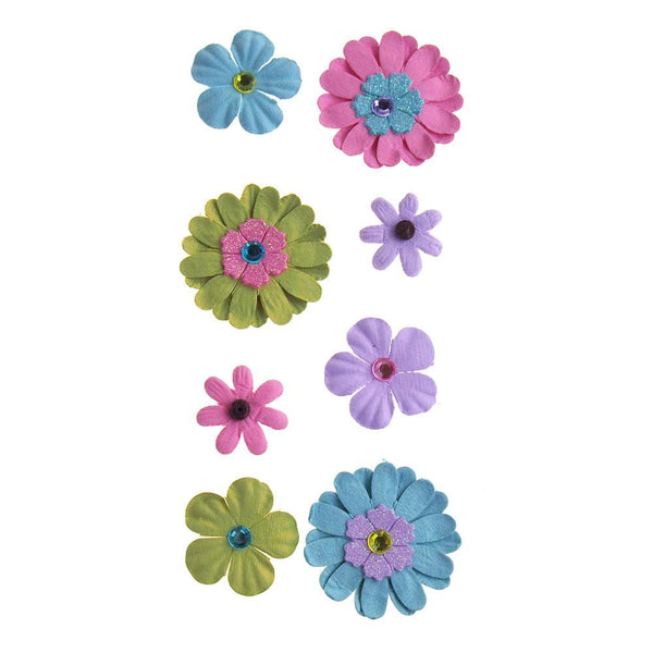 Self Adhesive Assorted Paper Flowers 3D, 8-Count, 6-Count, Luau