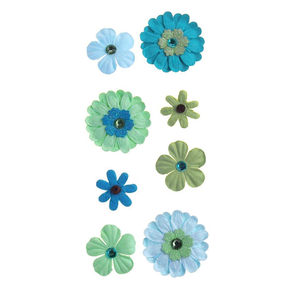 Self Adhesive Assorted Paper Flowers 3D, 8-Count, Paradise