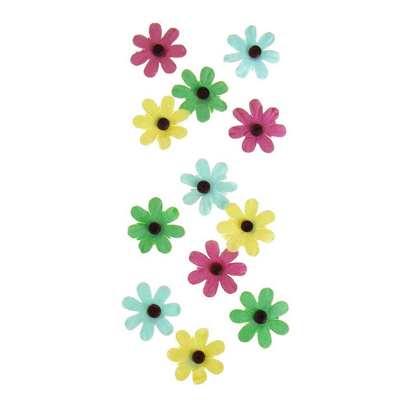 Self Adhesive Assorted Paper Flowers 3D, 1-Inch, 12-Count, Luau