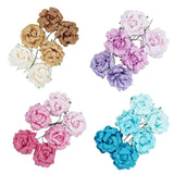 Handmade Paper Open Rose Embellishments, 1-1/2-Inch, 6-Count