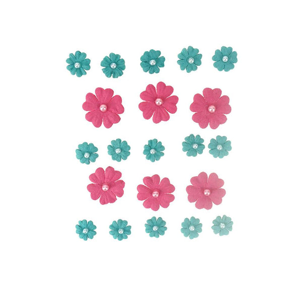 Mini Handmade Paper Floral Embellishments, 21-Piece, Bold