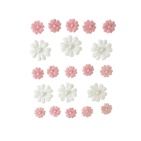 Mini Handmade Paper Floral Embellishments, 21-Piece, Sweetheart