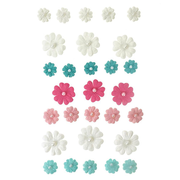 Mini Handmade Paper Floral Embellishments, 21-Piece