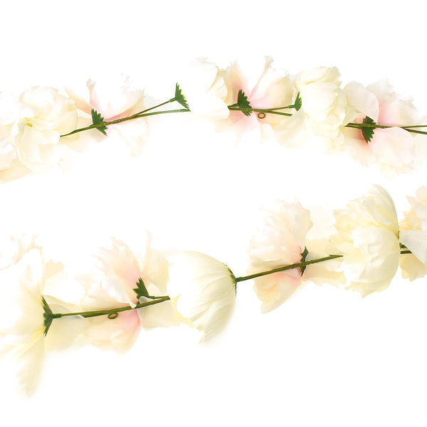 Artificial Peony Garland, White/Pink, 5-3/4-Feet