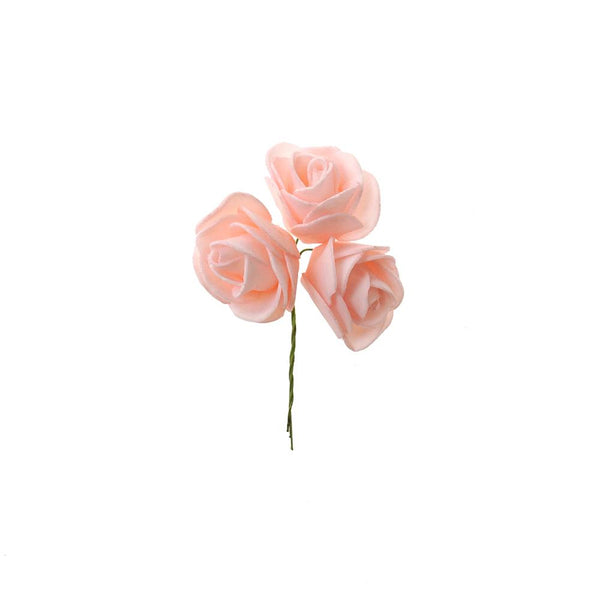 Foam Rose Flower with Wire, Pink, 2-Inch, 9-Count