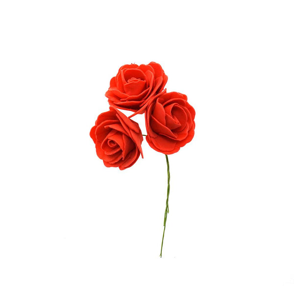 Foam Rose Flower with Wire, Red, 2-Inch, 9-Count