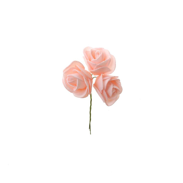 Foam Rose Flower with Wire, Pink, 1-1/2-Inch, 12-Count